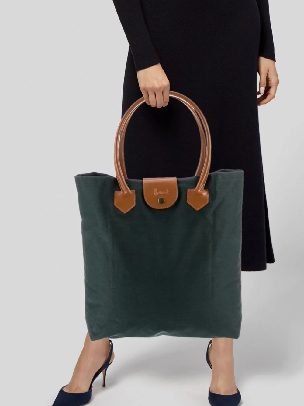 Harrods of London Green Canvas Tote